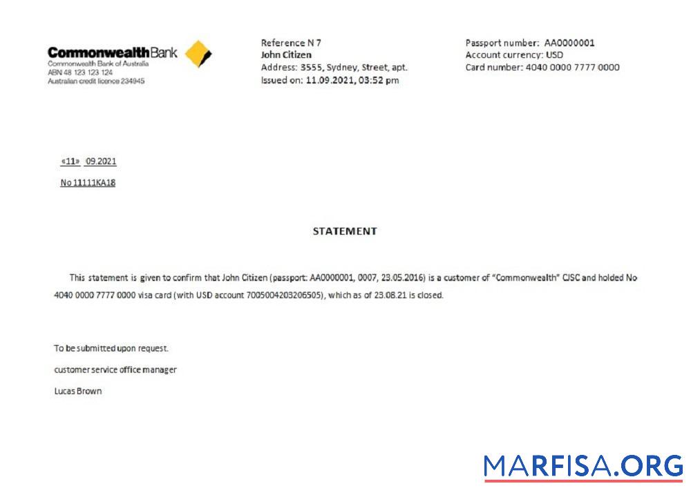 Downloadable Australia Commonwealth closure reference real example
